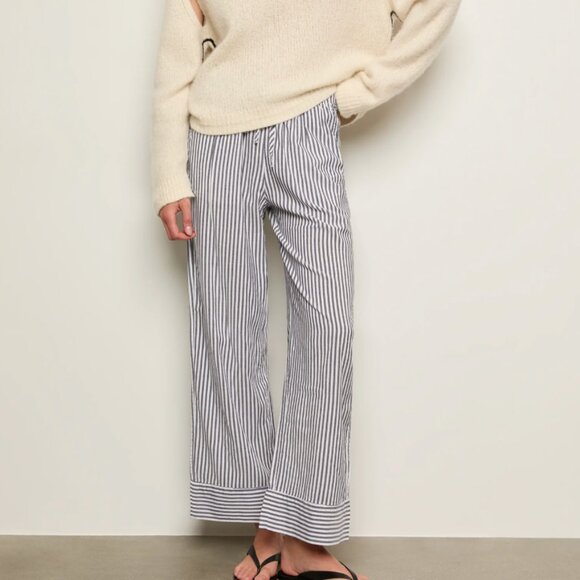 New! Alex Mill Riley‎ Striped Cotton Wide Leg Pants - Picture 1 of 9